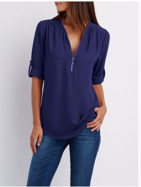 Laurel | Women's V-Neck Zip Blouse