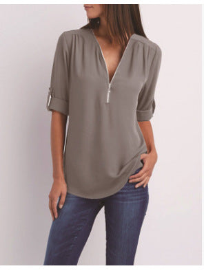 Laurel | Women's V-Neck Zip Blouse