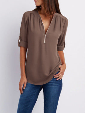 Laurel | Women's V-Neck Zip Blouse