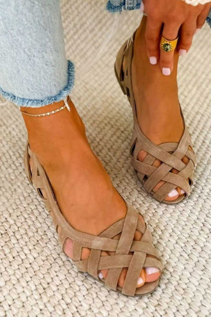 Camille | Woven Crisscross Flat Sandal