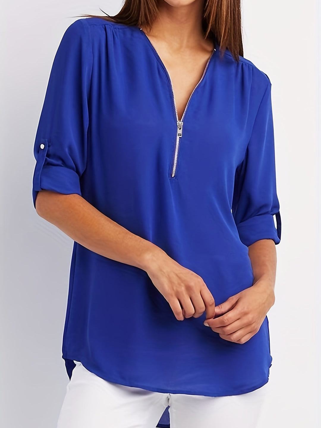 Laurel | Women's V-Neck Zip Blouse