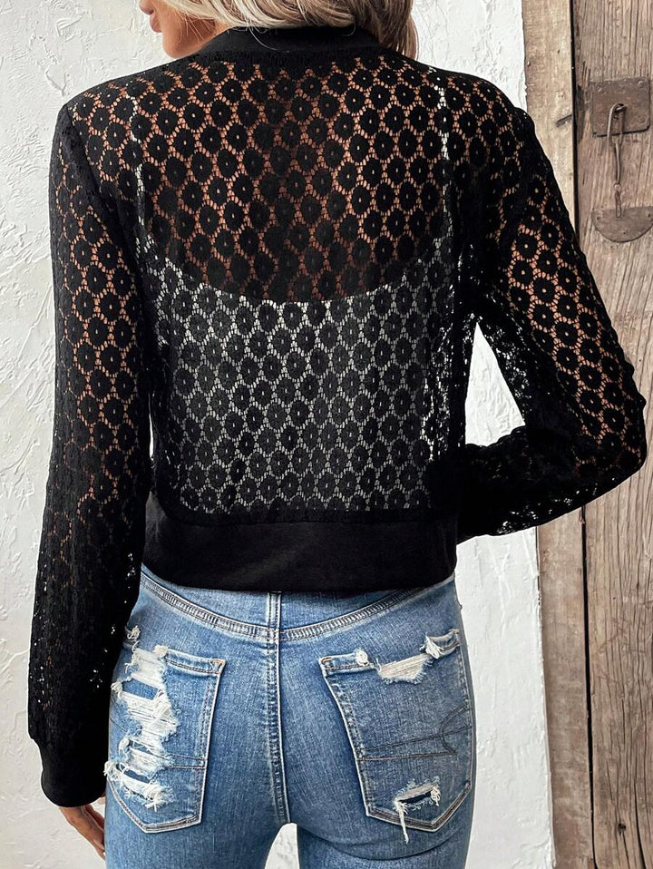 Claire Knit Lace Sheer Bomber Jacket