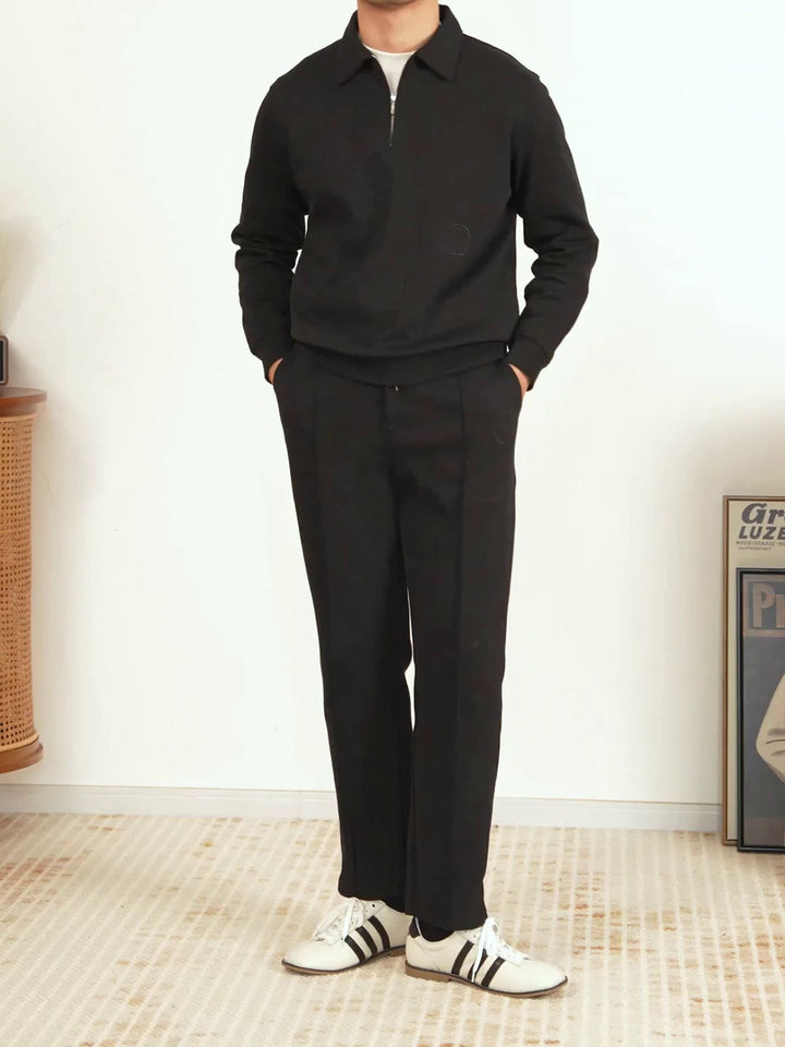 Leisure Cotton Straight Fit Pleated Trousers