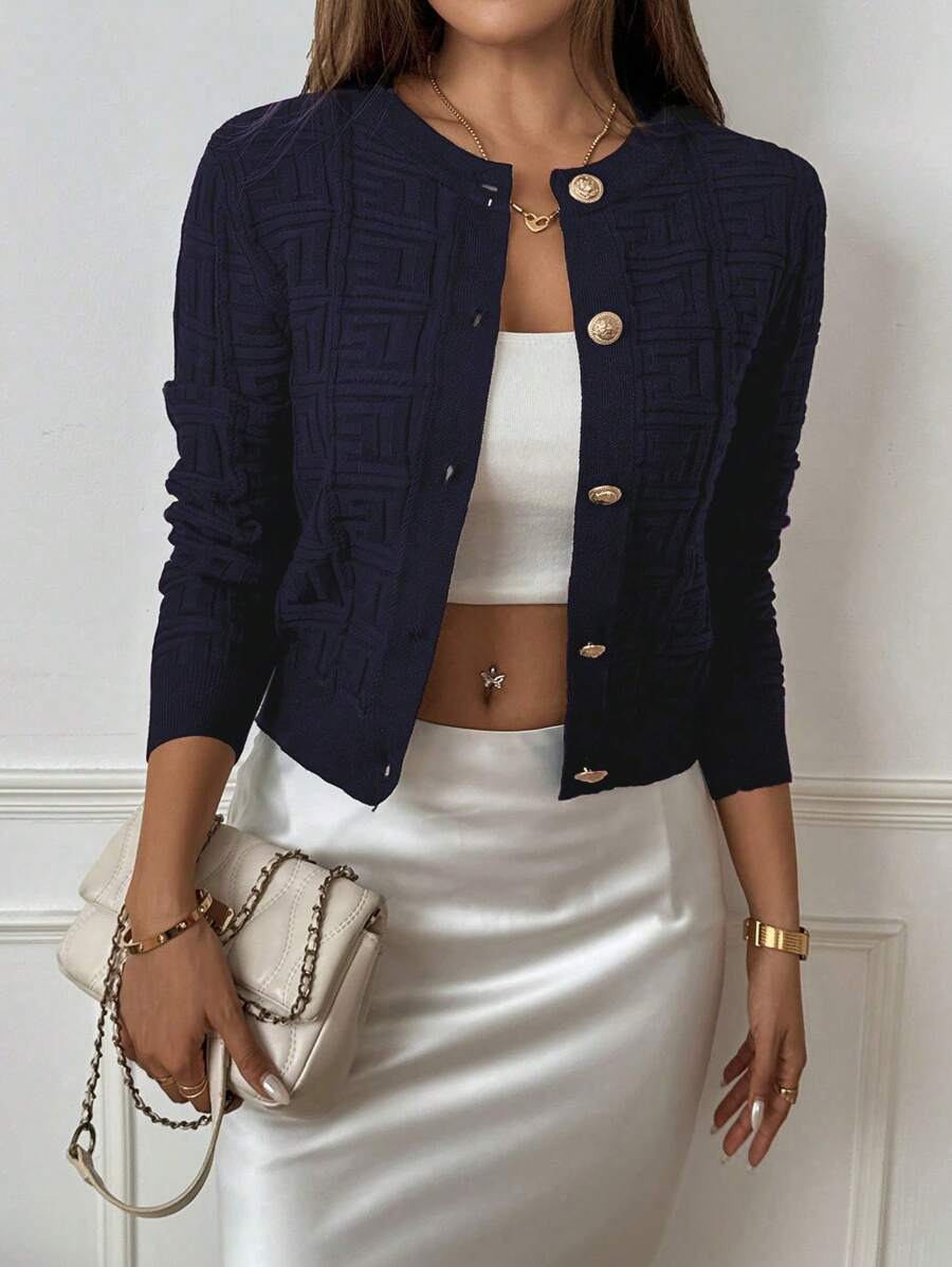 Avery Junior Knit Full-Zip High-Neck Sweater