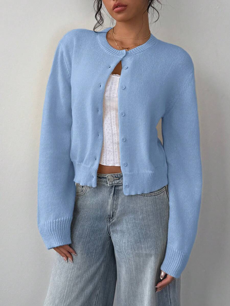 Amelia Fine Knit Button-Front Cardigan
