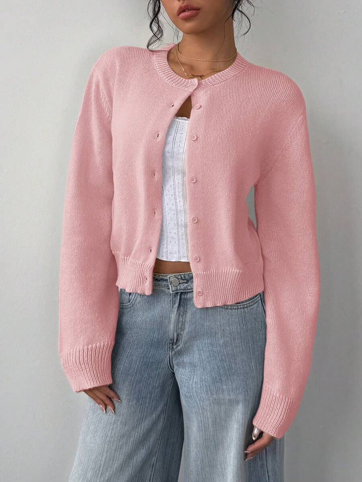 Amelia Fine Knit Button-Front Cardigan