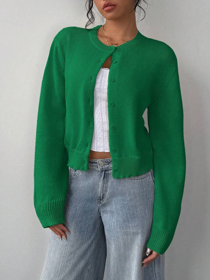 Amelia Fine Knit Button-Front Cardigan
