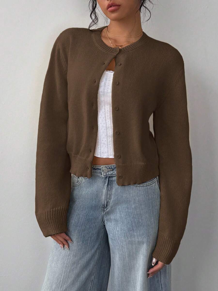 Amelia Fine Knit Button-Front Cardigan