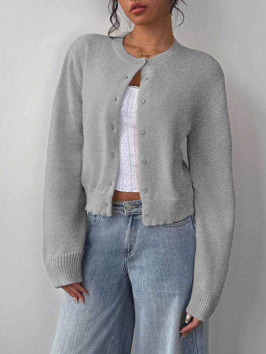 Amelia Fine Knit Button-Front Cardigan