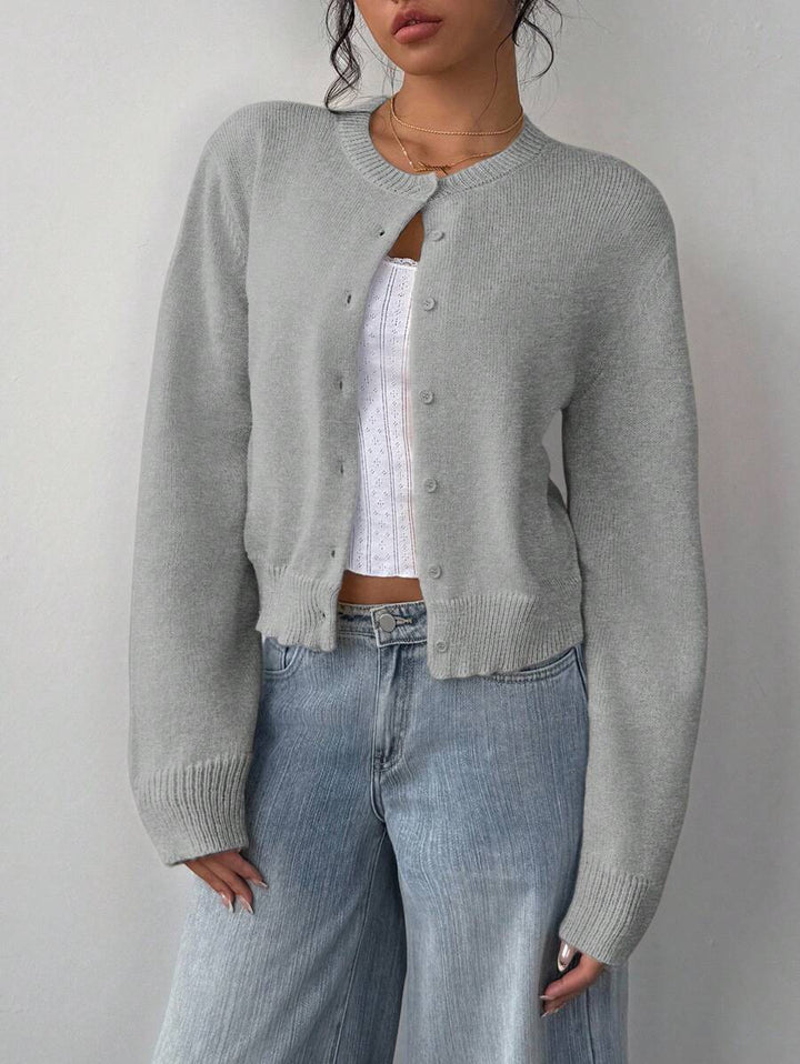 Amelia Fine Knit Button-Front Cardigan