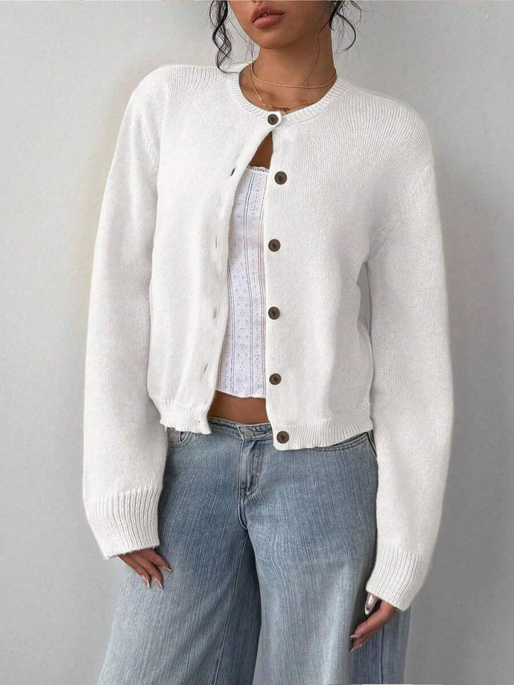 Amelia Fine Knit Button-Front Cardigan