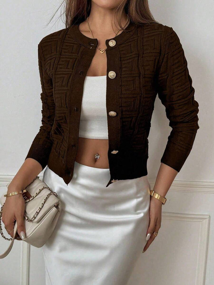 Avery Junior Knit Full-Zip High-Neck Sweater