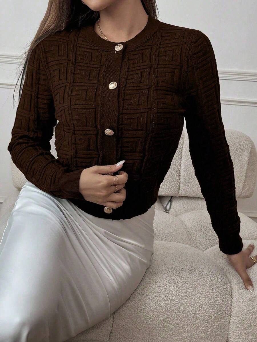 Avery Junior Knit Full-Zip High-Neck Sweater