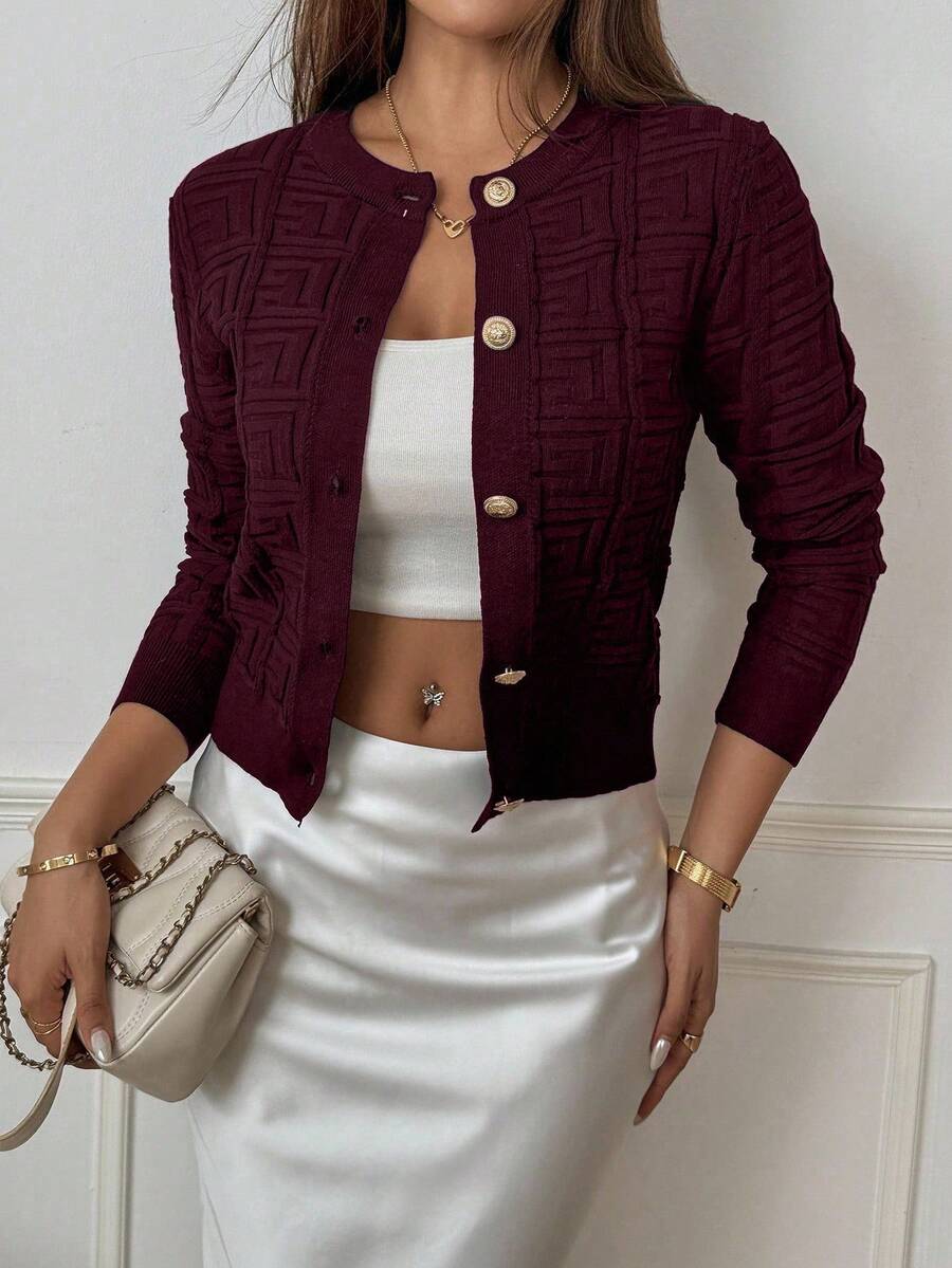 Avery Junior Knit Full-Zip High-Neck Sweater