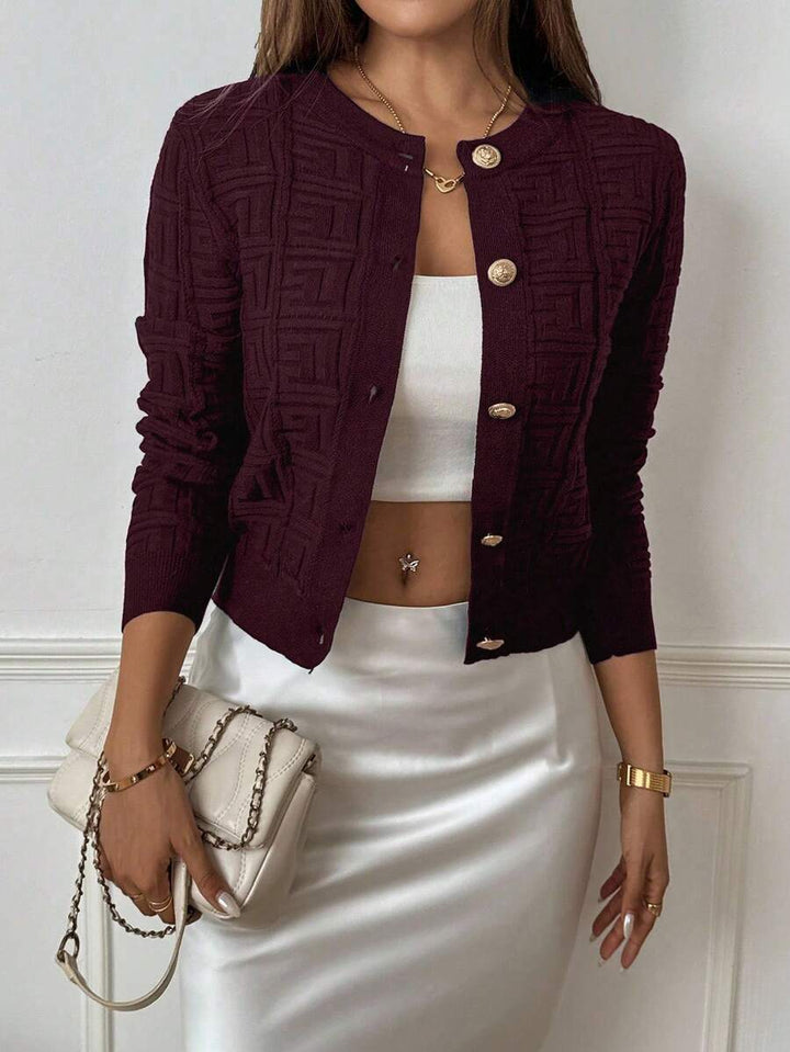 Avery Junior Knit Full-Zip High-Neck Sweater