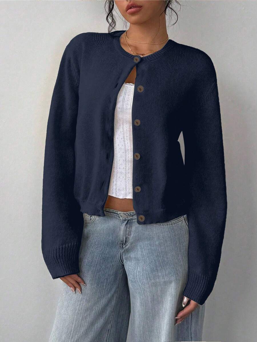Amelia Fine Knit Button-Front Cardigan