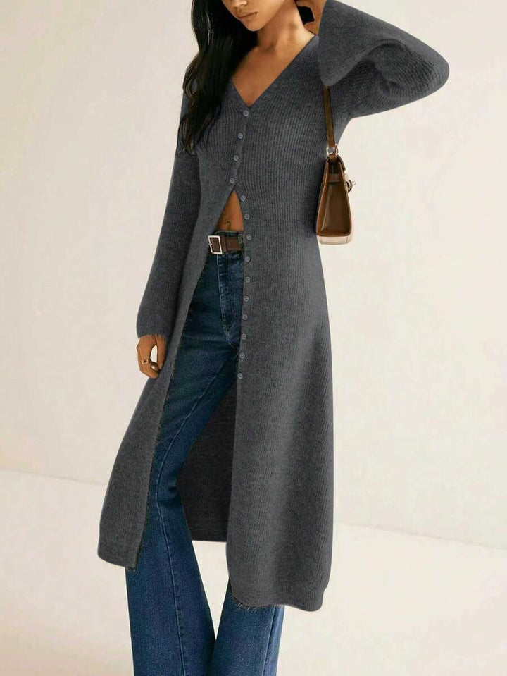 Sofia Longline V-Neck Knit Duster Cardigan
