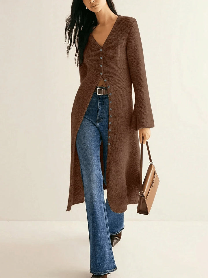 Sofia Longline V-Neck Knit Duster Cardigan