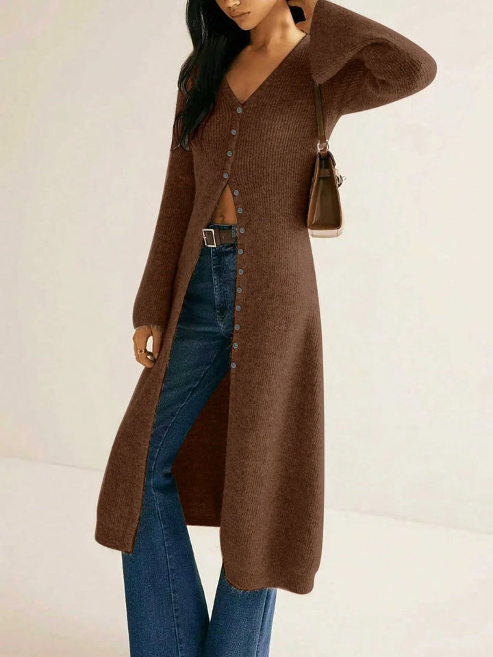 Sofia Longline V-Neck Knit Duster Cardigan