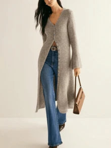 Sofia Longline V-Neck Knit Duster Cardigan