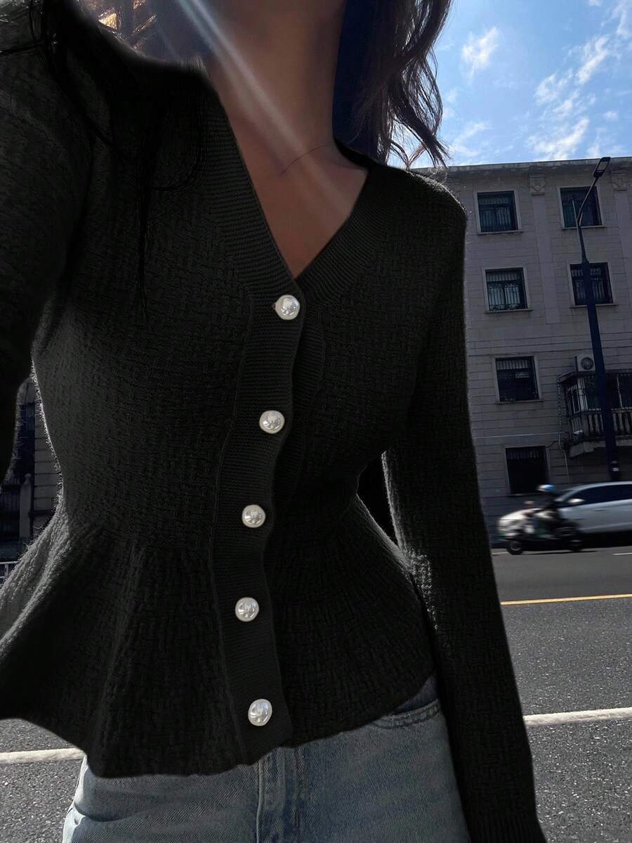 Scarlett Slim-Fit Full-Button Knit Cardigan