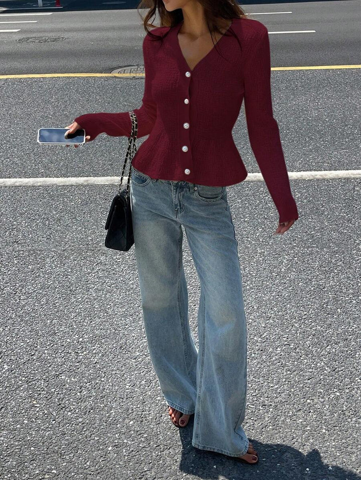 Scarlett Slim-Fit Full-Button Knit Cardigan