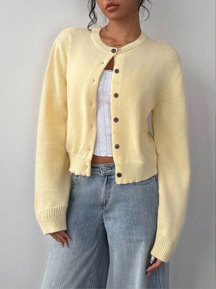 Amelia Fine Knit Button-Front Cardigan