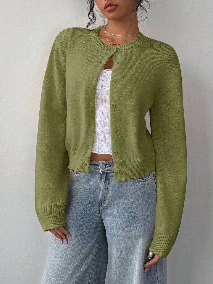 Amelia Fine Knit Button-Front Cardigan