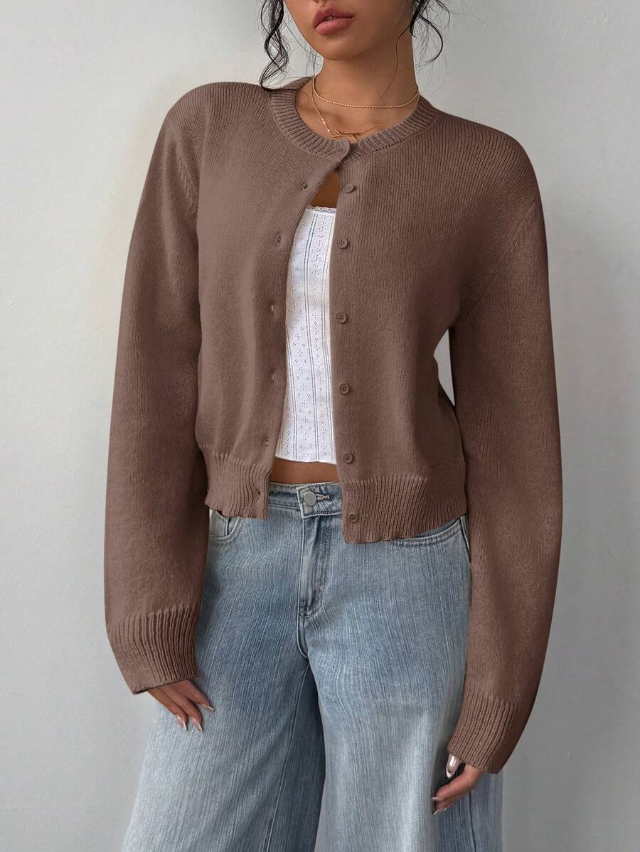 Amelia Fine Knit Button-Front Cardigan