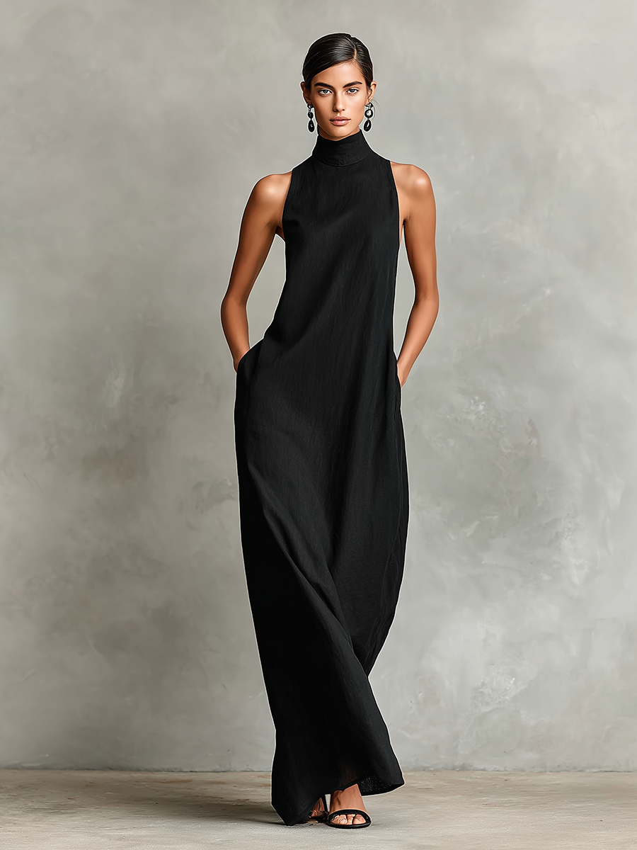 Nerina | Sleeveless Turtleneck Maxi Dress