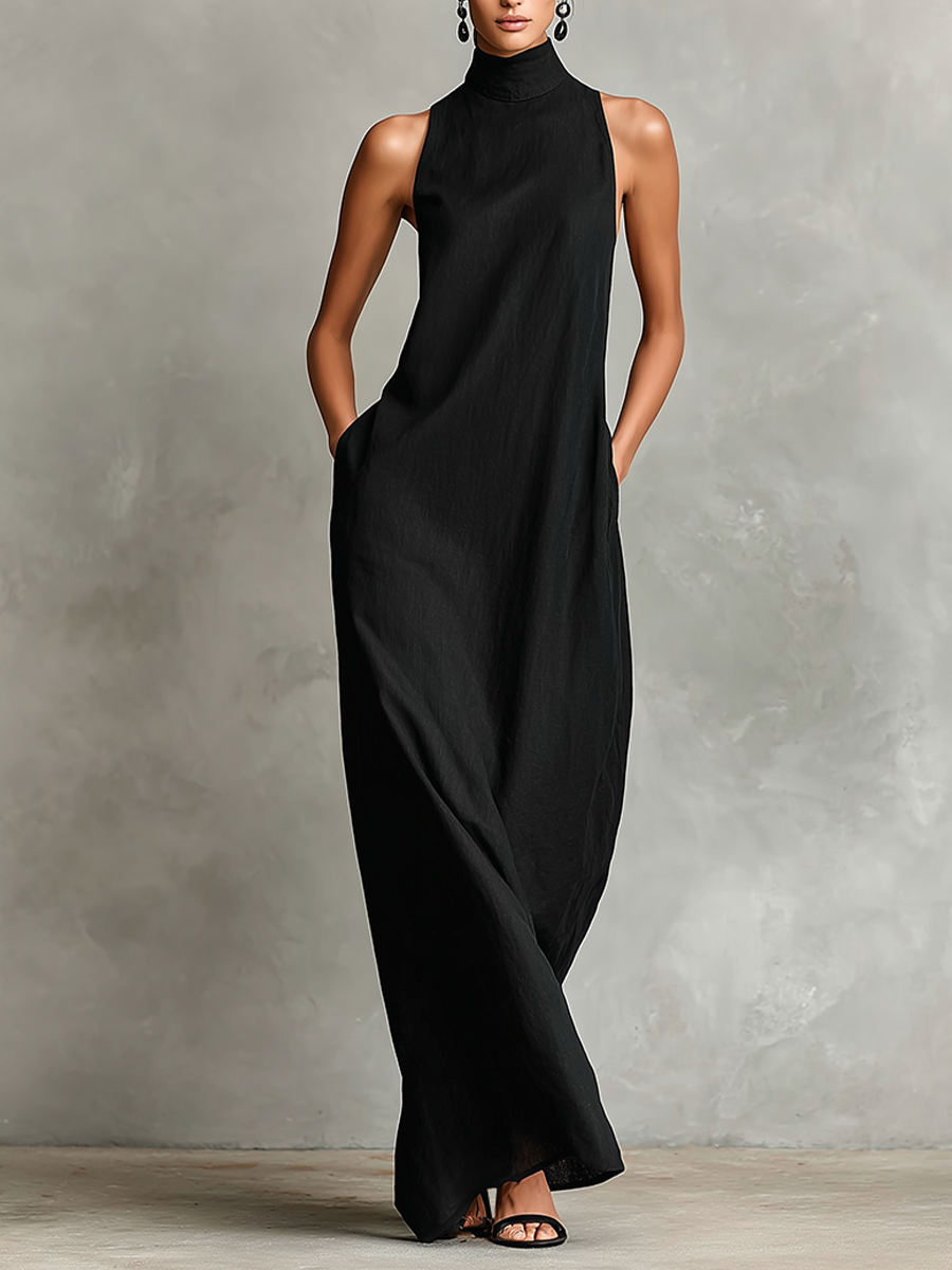 Nerina | Sleeveless Turtleneck Maxi Dress
