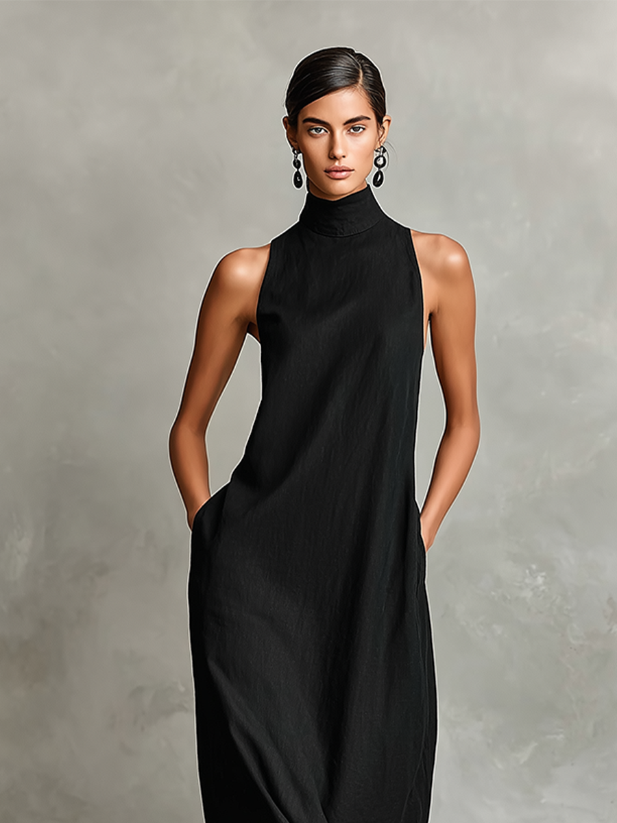 Nerina | Sleeveless Turtleneck Maxi Dress