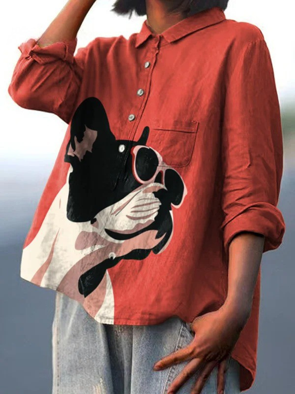 Genesis Graphic Non-Woven Half-Placket Blouse