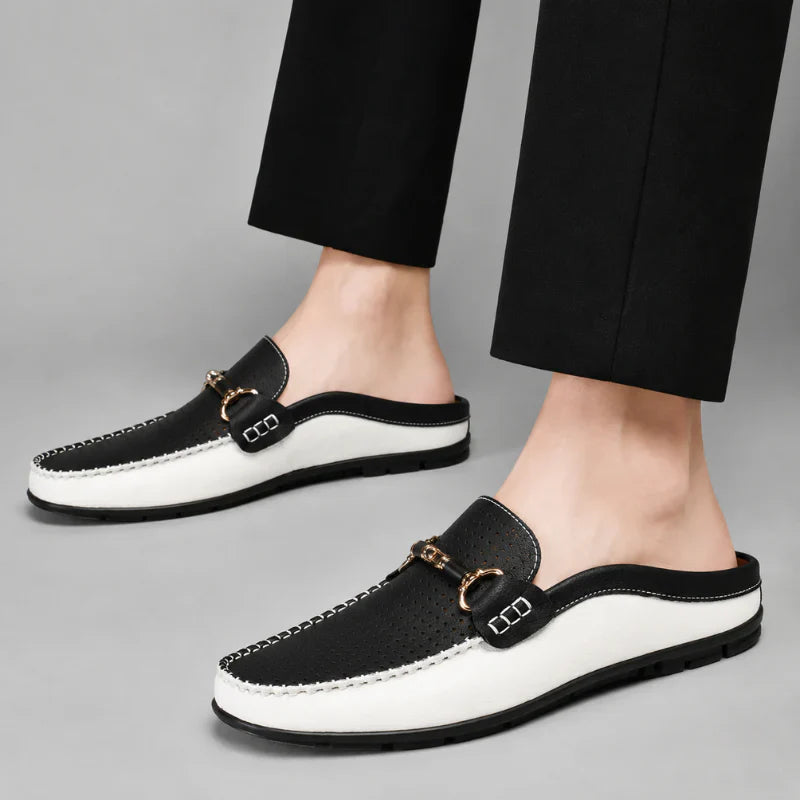 Santino | Perforated Horsebit Half Loafer