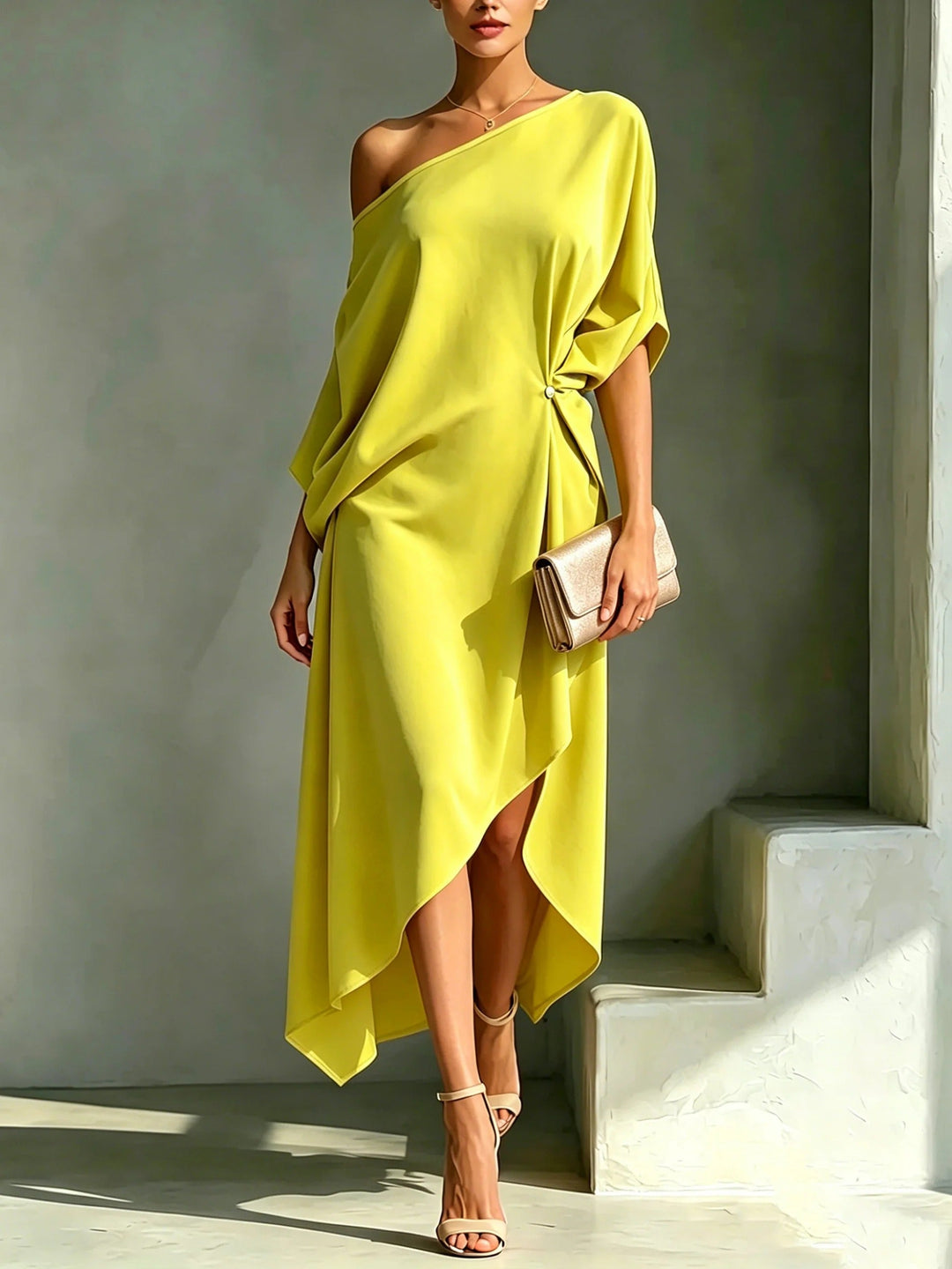 Camila | One-Shoulder Asymmetric Midi Dress