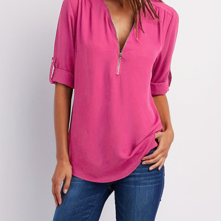 Laurel | Women's V-Neck Zip Blouse