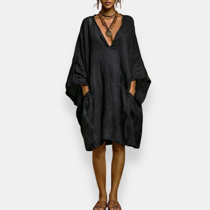 Cassina | Oversized V-Neck Midi Dress
