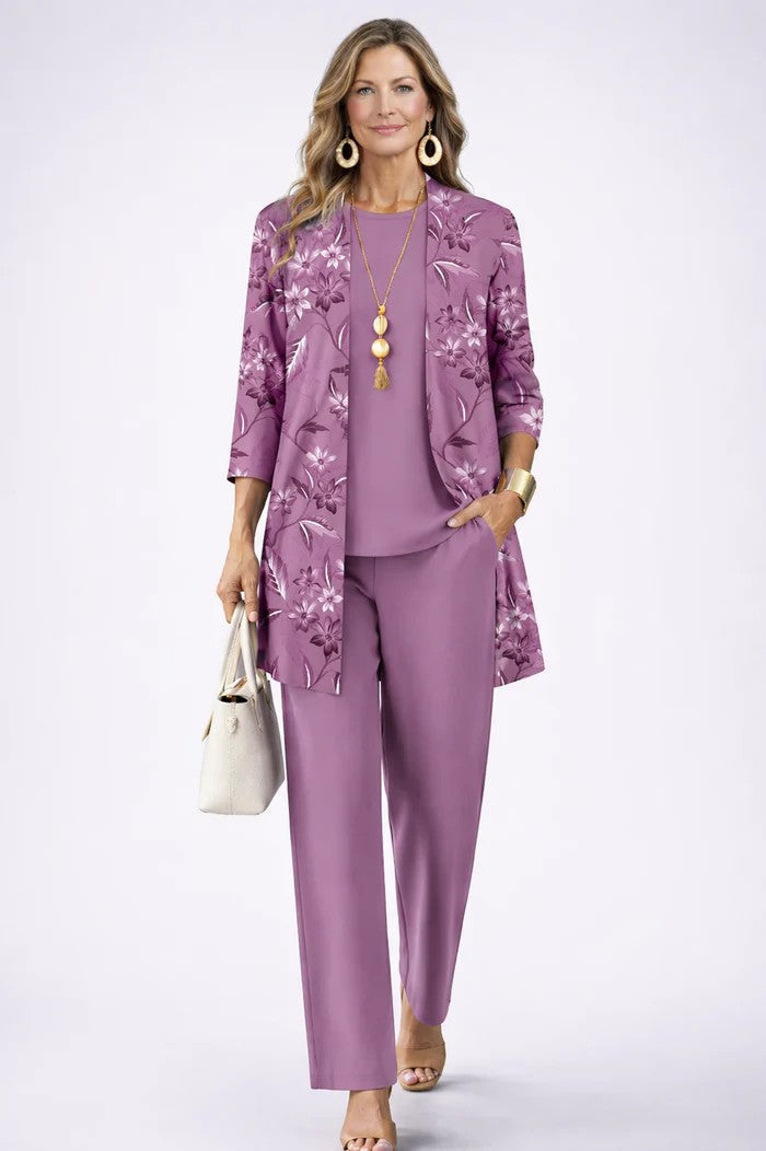 Jenilyn | Printed Longline Jacket Three-Piece Set