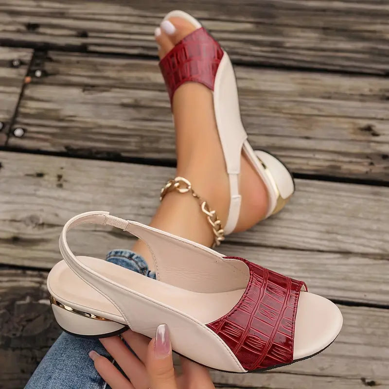 Rosalie | Two-Tone Croc Embossed Slingback Sandal