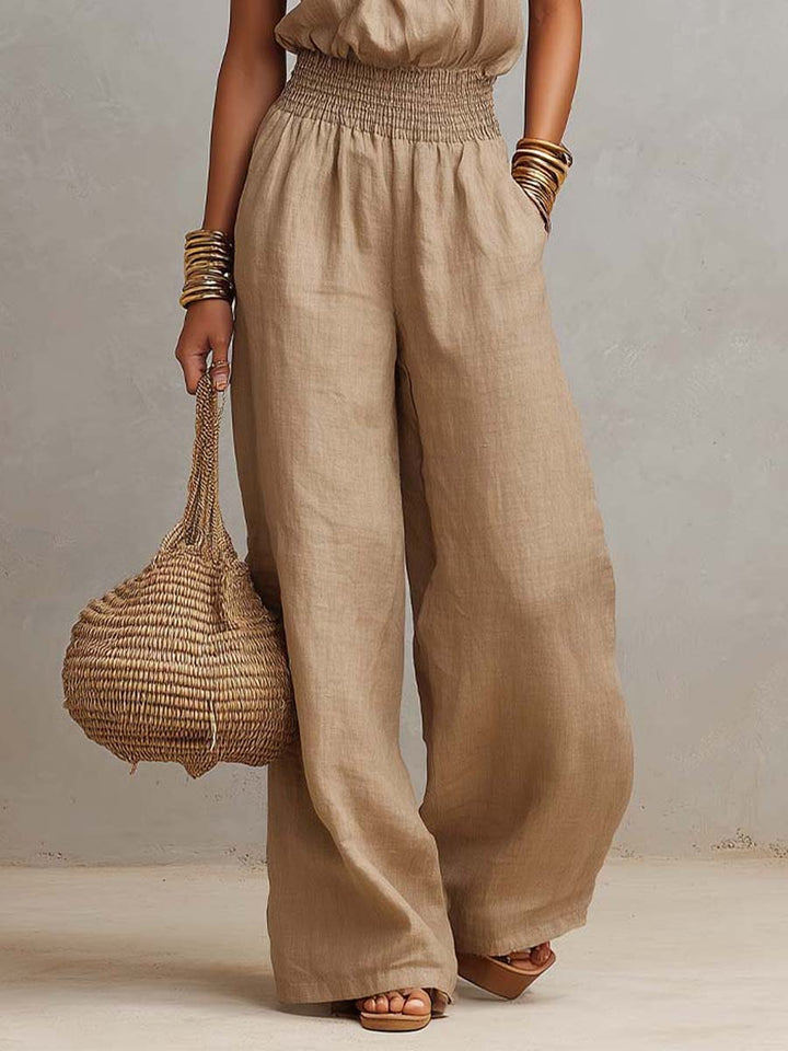 Valeria | Gathered Halter Wide-Leg Jumpsuit