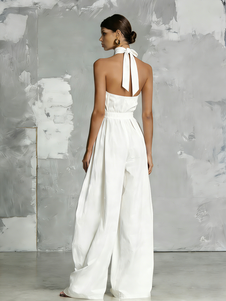 Zoltán | Draped Halter Neck Wide-Leg Jumpsuit