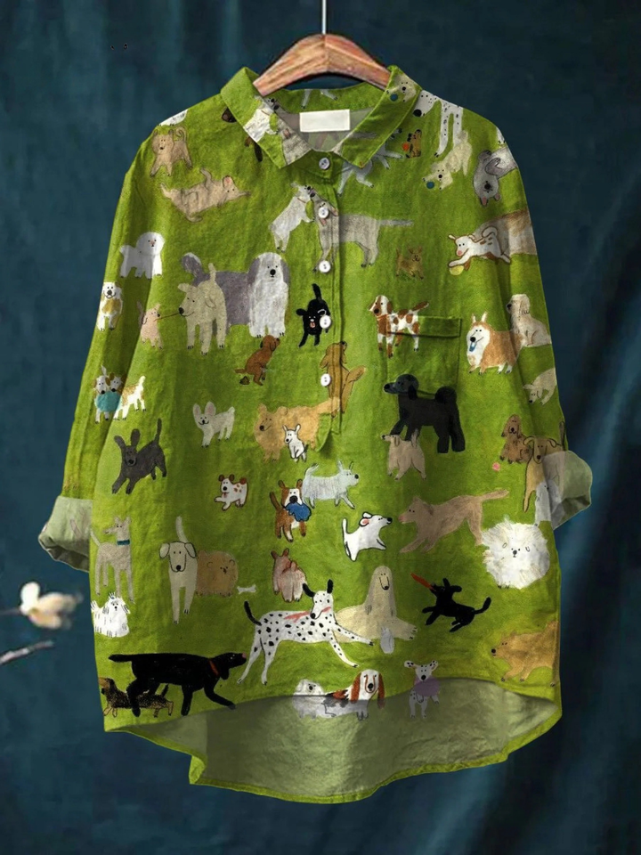 Anna Illustrative Non-Woven Relaxed Blouse