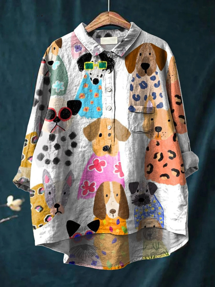 Paisley Artistic Illustrated Canine Broadcloth Shirt