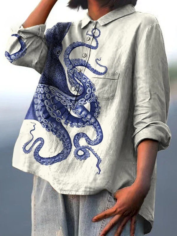 Nova Illustrative Graphic Broadcloth Blouse