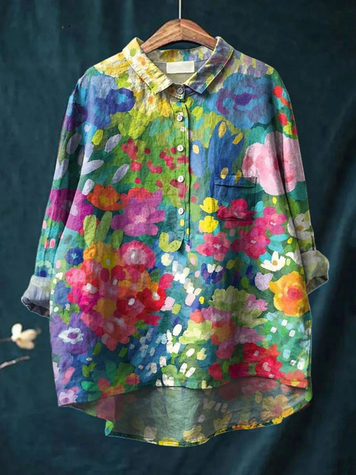 Caroline Abstract Artistic Broadcloth Blouse