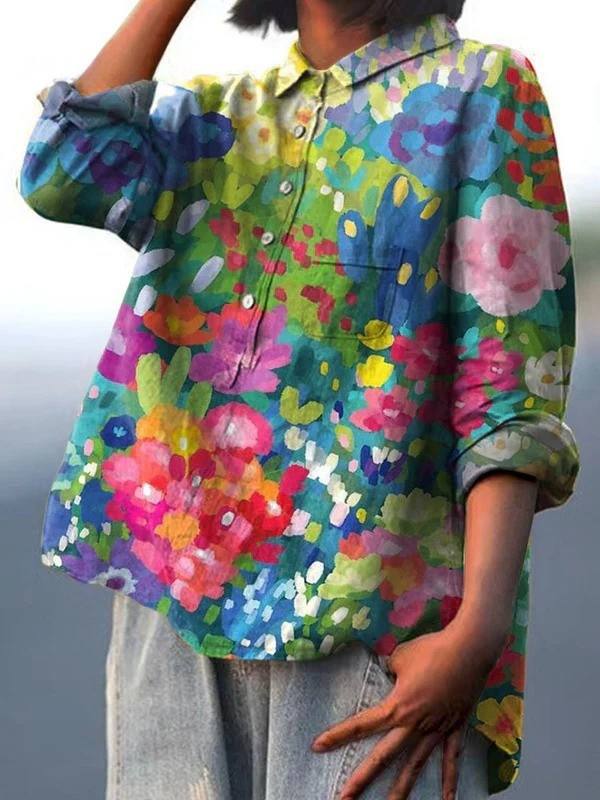 Caroline Abstract Artistic Broadcloth Blouse