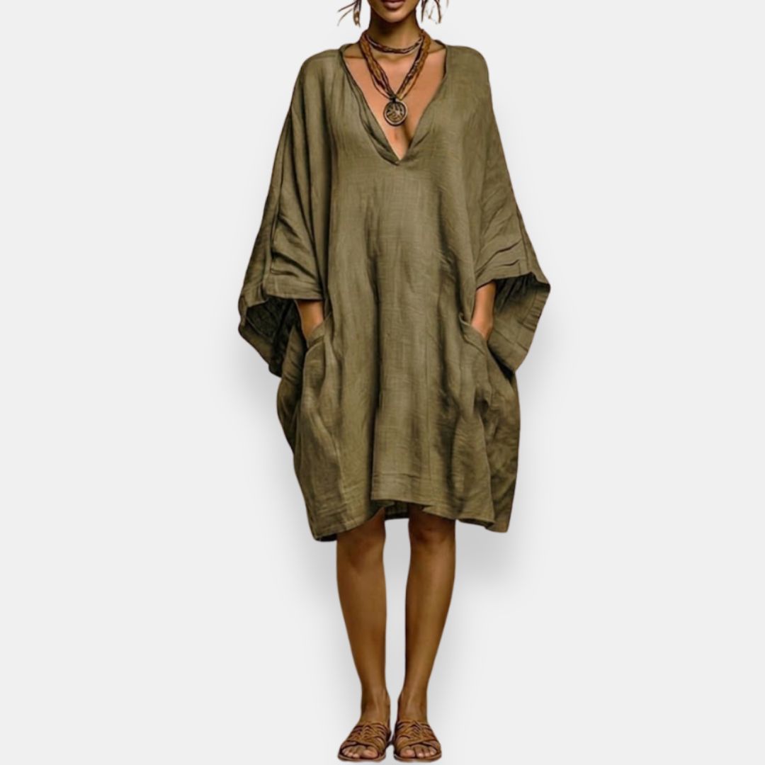 Cassina | Oversized V-Neck Midi Dress
