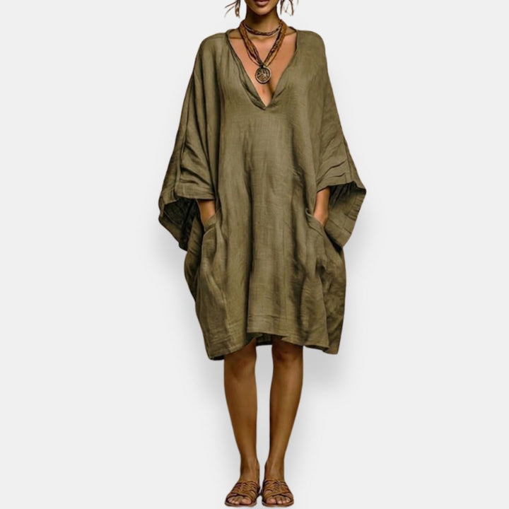 Cassina | Oversized V-Neck Midi Dress