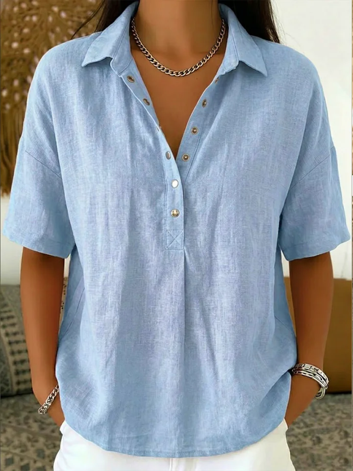 Charlotte | Relaxed Collared Button Blouse