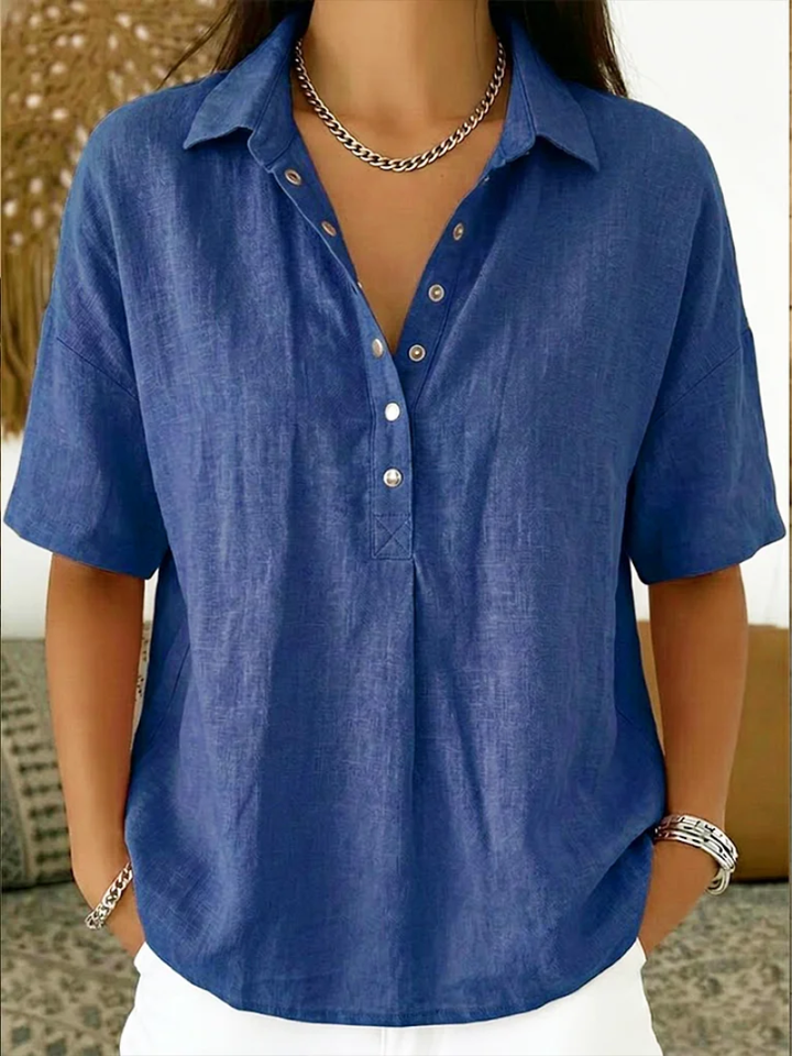 Charlotte | Relaxed Collared Button Blouse
